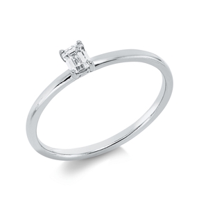 Solitaire Ring aus 750 Weißgold Diamant Smaragd-Schliff 0,21ct TW-SI B:3,9mm Solitaire Ring aus 750 Weißgold Diamant Smaragd-Schliff 0,21ct TW-SI B:3,9mm