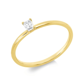 Solitaire Ring aus 750 Gelbgold Diamant Smaragd-Schliff 0,15ct TW-SI B:3,7mm