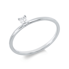 Solitaire Ring aus 750 Weißgold Diamant Smaragd-Schliff 0,15ct TW-SI B:3,7mm Solitaire Ring aus 750 Weißgold Diamant Smaragd-Schliff 0,15ct TW-SI B:3,7mm