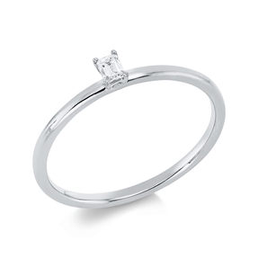 Solitaire Ring aus 750 Weißgold Diamant Smaragd-Schliff 0,1ct TW-SI B:3,2mm