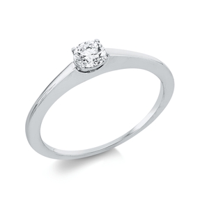 Solitaire Ring aus 750 Gold Weißgold Brillant 0,25ct TW-SI B:3,7mm 4er-Krappe Solitaire Ring aus 750 Gold Weißgold Brillant 0,25ct TW-SI B:3,7mm 4er-Krappe