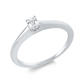 Solitaire Ring aus 750 Weißgold Diamant Smaragd-Schliff 0,25ct TW-SI B:4mm
