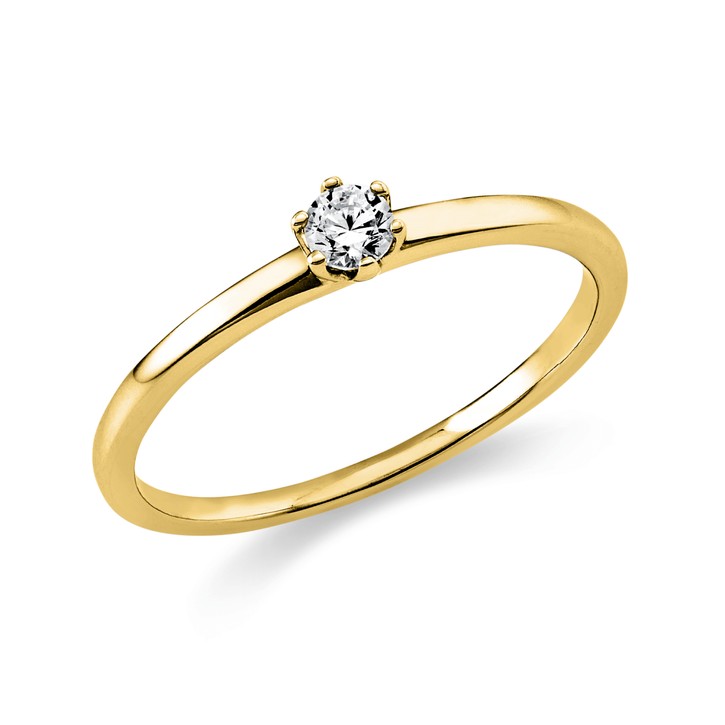 Solitaire Ring aus 585 Gelbgold 1 Brillant 0.1ct