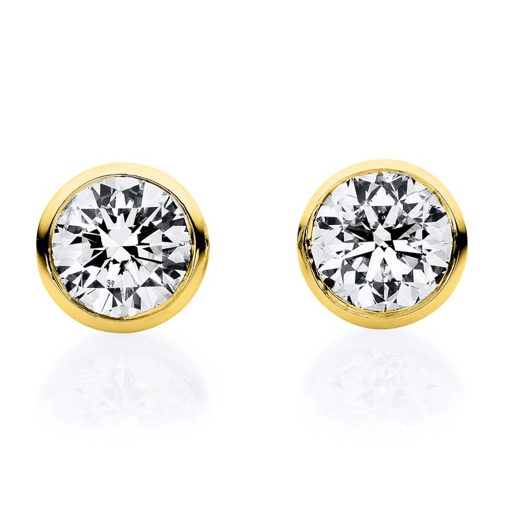 Solitaire Ohrstecker aus 750 Gelbgold 2 Brillanten 0.76ct