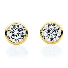 Solitaire Ohrstecker aus 750 Gold Gelbgold 2 Brillanten 0,76ct TW-VVSI Zarge