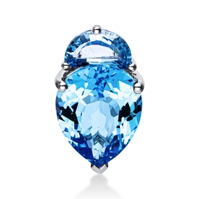 Anhänger aus 750 Gold Weißgold 2 Topase 3,4ct blau 14,3x18,1mm