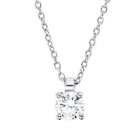 Solitaire Collier aus 750 Gold Weißgold Brillant 0,25ct TW-SI L:45cm 4er-Krappe