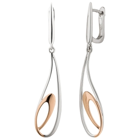 Ohrhänger 38,5x7,9mm aus 585 Gold Weißgold teilrotvergoldet bicolor Ohrringe