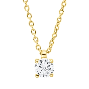 Solitaire Collier aus 750 Gold Gelbgold Brillant 0,2ct TW-SI L:45cm 4er-Krappe