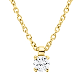 Solitaire Collier aus 750 Gold Gelbgold Brillant 0,1ct TW-SI L:45cm 4er-Krappe Solitaire Collier aus 750 Gold Gelbgold Brillant 0,1ct TW-SI L:45cm 4er-Krappe