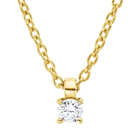 Solitaire Collier aus 750 Gold Gelbgold Brillant 0,05ct TW-SI L:45cm 4er-Krappe Solitaire Collier aus 750 Gold Gelbgold Brillant 0,05ct TW-SI L:45cm 4er-Krappe