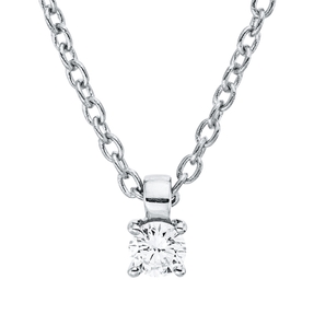 Solitaire Collier aus 750 Gold Weißgold Brillant 0,05ct TW-SI L:45cm 4er-Krappe