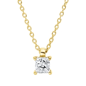 Solitaire Collier aus 750 Gelbgold Diamant Prinzess-Schliff 0,26ct TW-SI L:45cm Solitaire Collier aus 750 Gelbgold Diamant Prinzess-Schliff 0,26ct TW-SI L:45cm