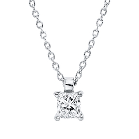 Solitaire Collier aus 750 Weißgold Diamant Prinzess-Schliff 0,25ct TW-SI L:45cm