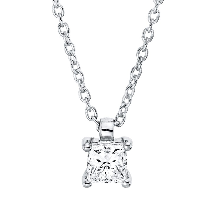 Solitaire Collier aus 750 Weißgold Diamant 0.2ct