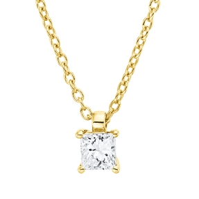 Solitaire Collier aus 750 Gelbgold Diamant Prinzess-Schliff 0,16ct TW-SI L:45cm Solitaire Collier aus 750 Gelbgold Diamant Prinzess-Schliff 0,16ct TW-SI L:45cm