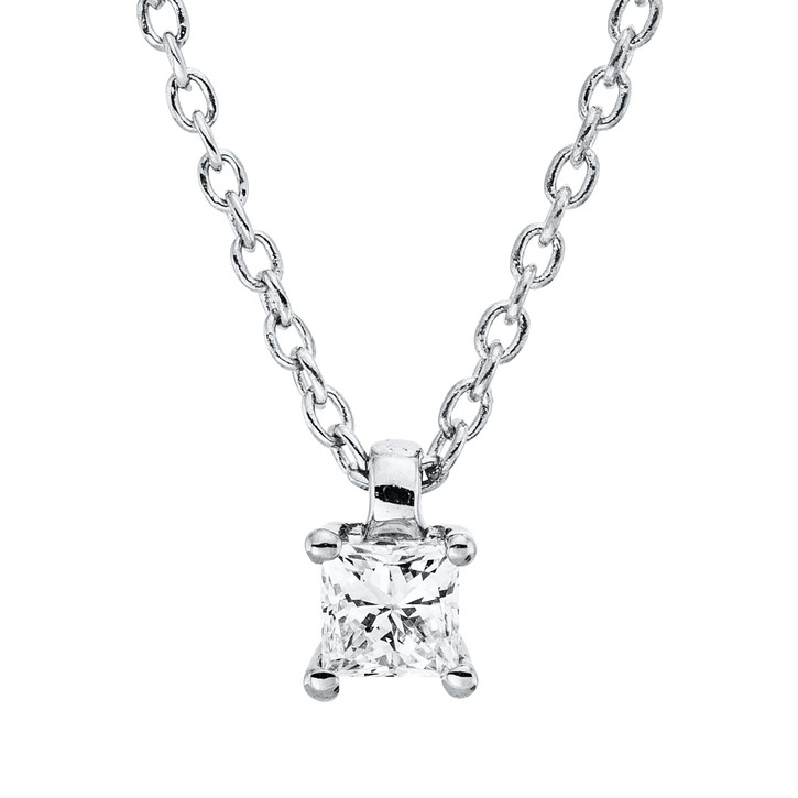 Solitaire Collier aus 750 Weißgold Diamant 0.1ct