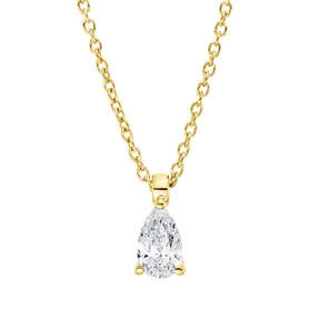 Solitaire Collier aus 750 Gelbgold Diamant Tropfen-Schliff 0,25ct TW-SI L:45cm