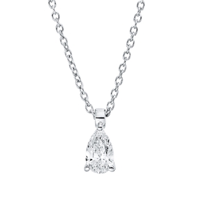 Solitaire Collier aus 750 Weißgold Diamant Tropfen-Schliff 0,24ct TW-SI L:45cm