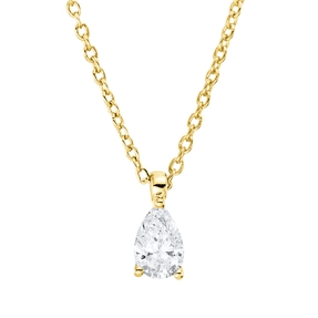 Solitaire Collier aus 750 Gelbgold Diamant Tropfen-Schliff 0,2ct TW-SI L:45cm