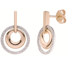 Ohrringe Ohrhänger aus 585 Gold Weißgold Rotgold bicolor 62 Diamanten 0,341 Ct.