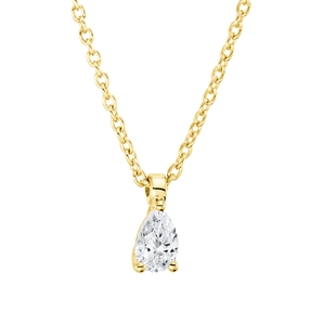 Solitaire Collier aus 750 Gelbgold Diamant Tropfen-Schliff 0,14ct TW-SI L:45cm