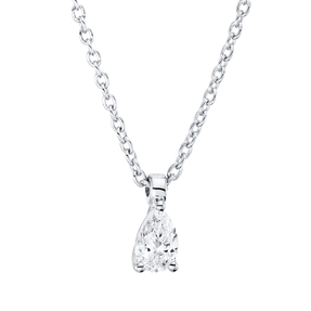 Solitaire Collier aus 750 Weißgold Diamant Tropfen-Schliff 0,14ct TW-SI L:45cm