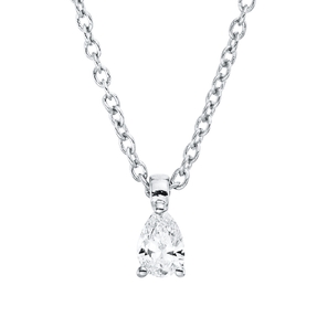 Solitaire Collier aus 750 Weißgold Diamant Tropfen-Schliff 0,1ct TW-SI L:45cm Solitaire Collier aus 750 Weißgold Diamant Tropfen-Schliff 0,1ct TW-SI L:45cm