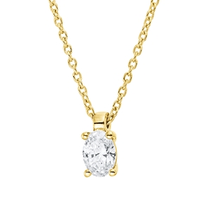 Solitaire Collier aus 750 Gelbgold Diamant Oval-Schliff 0,25ct TW-SI L:45cm
