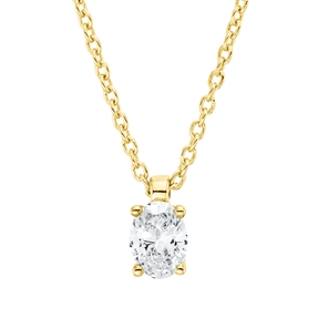 Solitaire Collier aus 750 Gelbgold Diamant Oval-Schliff 0,19ct TW-SI L:45cm