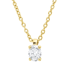 Solitaire Collier aus 750 Gelbgold Diamant Oval-Schliff 0,17ct TW-SI L:45cm