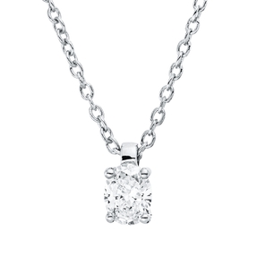 Solitaire Collier aus 750 Weißgold Diamant Oval-Schliff 0,17ct TW-SI L:45cm Solitaire Collier aus 750 Weißgold Diamant Oval-Schliff 0,17ct TW-SI L:45cm