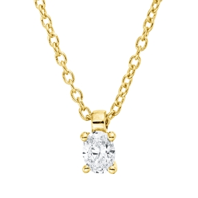 Solitaire Collier aus 750 Gelbgold Diamant Oval-Schliff 0,1ct TW-SI L:45cm