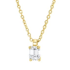 Solitaire Collier aus 750 Gelbgold Diamant Smaragd-Schliff 0,27ct TW-SI L:45cm