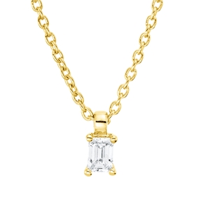 Solitaire Collier aus 750 Gelbgold Diamant Smaragd-Schliff 0,09ct TW-SI L:45cm