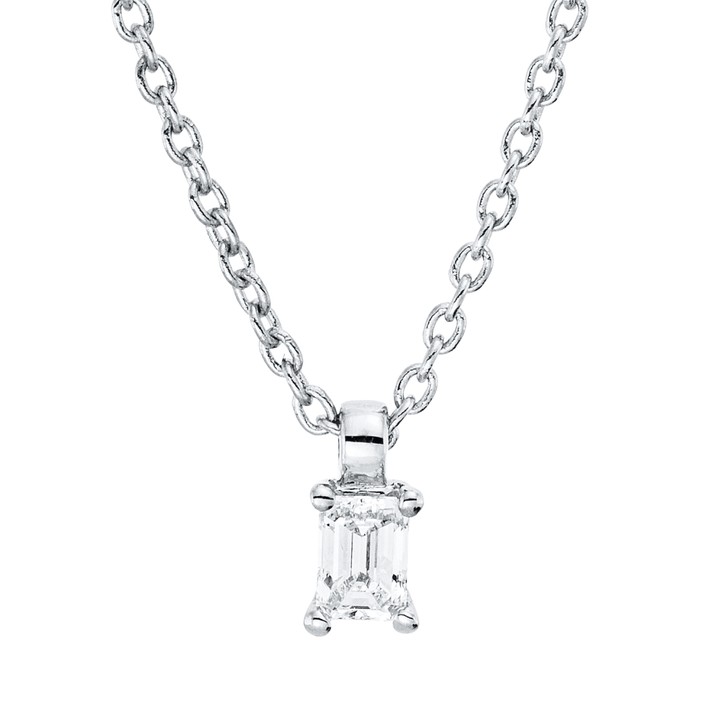 Solitaire Collier aus 750 Weißgold Diamant 0.1ct