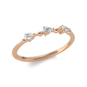 Ring aus 750 Gold Rotgold 3 Diamanten Tropfen-Schliff 0,15ct TW-SI B:2,3mm