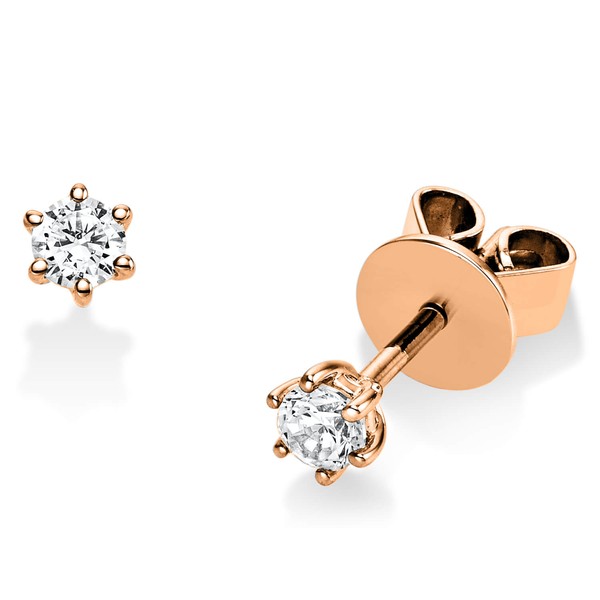 Solitaire Ohrstecker aus 585 Rotgold 2 Brillanten 0.25ct