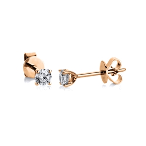 Solitaire Ohrstecker aus 585 Gold Rotgold 2 Brillanten 0,24ct TW-SI Ø3mm Solitaire Ohrstecker aus 585 Gold Rotgold 2 Brillanten 0,24ct TW-SI Ø3mm
