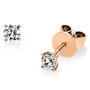 Solitaire Ohrstecker aus 585 Gold Rotgold 2 Brillanten 0,3ct TW-SI 4er-Krappe Solitaire Ohrstecker aus 585 Gold Rotgold 2 Brillanten 0,3ct TW-SI 4er-Krappe