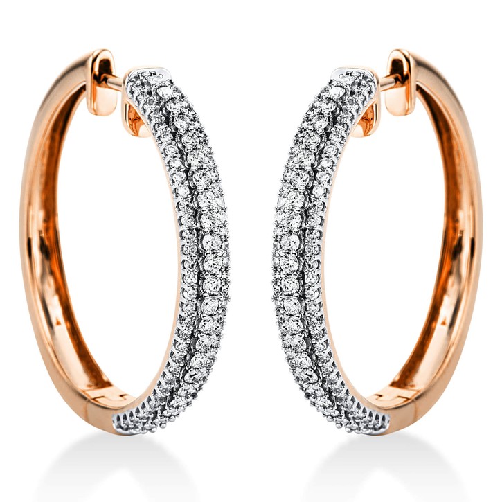 Pavé Creolen aus 750 Rotgold 174 Brillanten 0.97ct