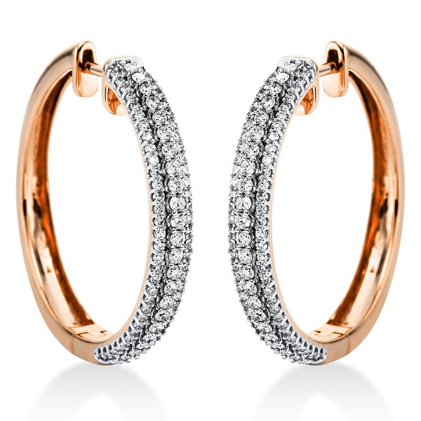 Pavé Creolen aus 750 Rotgold 174 Brillanten 0.97ct