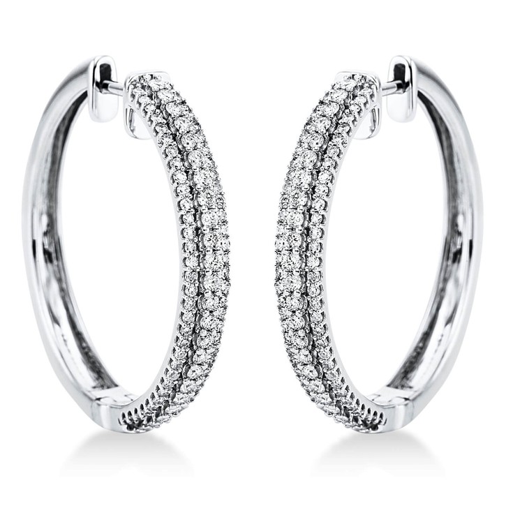 Pavé Creolen aus 750 Weißgold 174 Brillanten 0.98ct