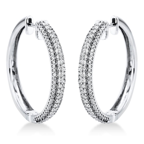 Pavé Creolen aus 750 Weißgold 174 Brillanten 0,98ct TW-SI 28,5x3,8mm