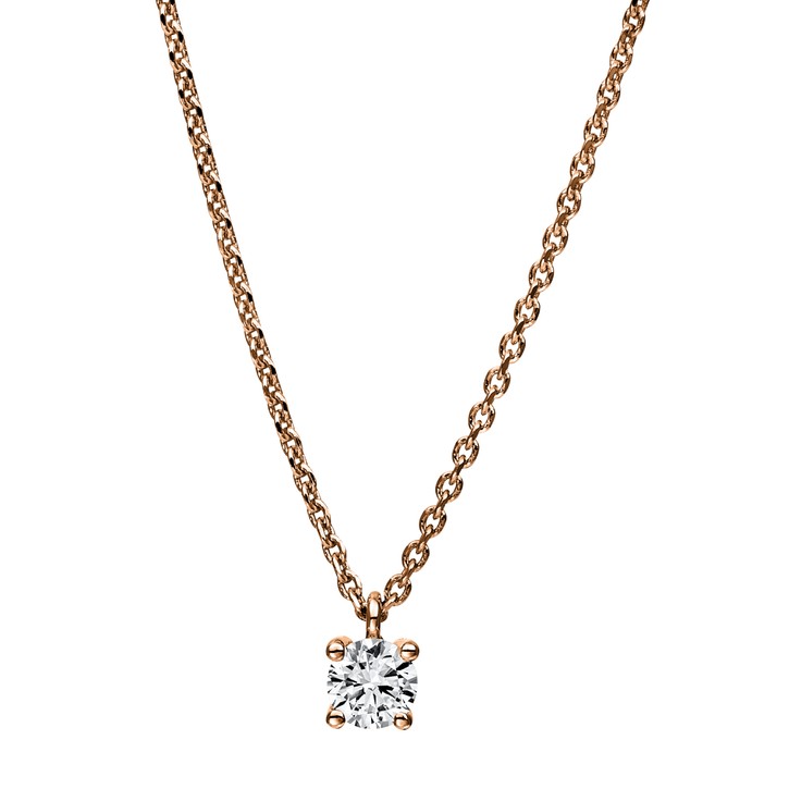 Solitaire Collier aus 585 Rotgold 1 Brillant 0.2ct