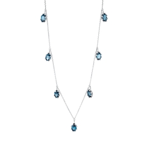Collier aus 750 Gold Weißgold 7 Topase 4,06ct London Blue L:42cm