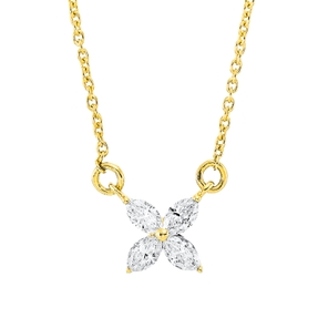 Collier aus 750 Gelbgold 4 Diamanten Navette-Schliff 0,3ct TW-SI L:44cm Collier aus 750 Gelbgold 4 Diamanten Navette-Schliff 0,3ct TW-SI L:44cm