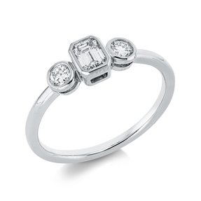Ring aus 750 Gold Weißgold 3 Diamanten 0,44ct TW-SI B:5,4mm
