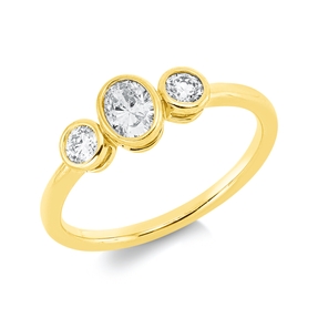 Ring aus 750 Gold Gelbgold 3 Diamanten 0,44ct TW-SI B:5,9mm Ring aus 750 Gold Gelbgold 3 Diamanten 0,44ct TW-SI B:5,9mm