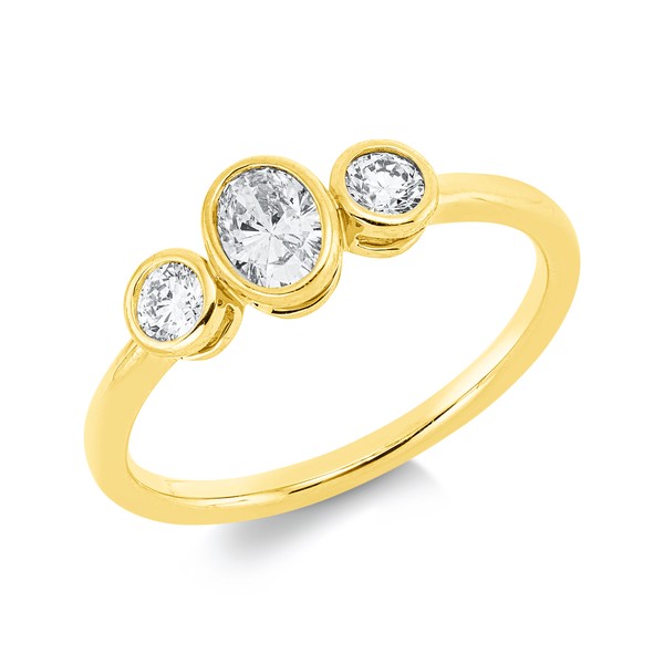 Ring aus 750 Gelbgold 3 Brillanten 0.44ct